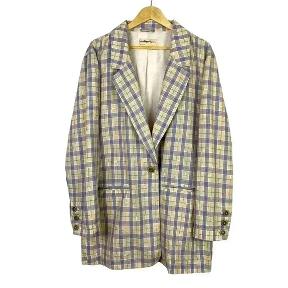NWOT Free People Beckett Blazer Lilac Combo Plaid Size Small - Picture 1 of 12